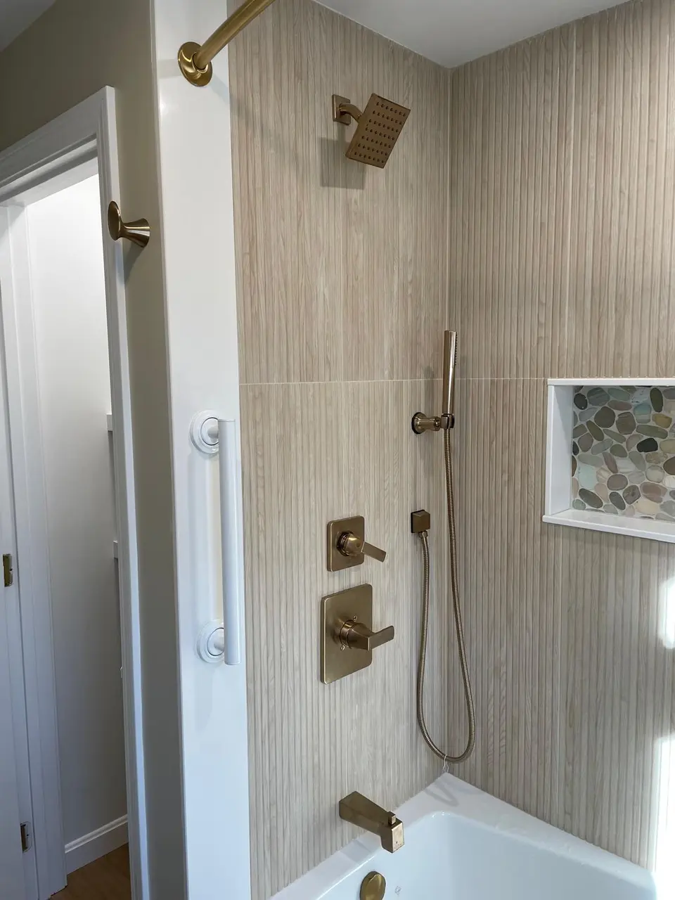 Completed bathroom remodel on Cape Cod by COSTA LVM Home Service